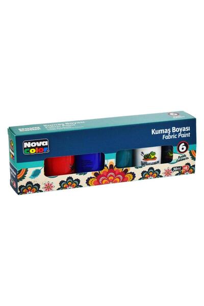 Nova Color KUMAŞ BOYASI 6 RENK FIRÇALI SARI,KIRMIZI,MAVİ,YEŞİL,BEYAZ,SİYAH KU...
