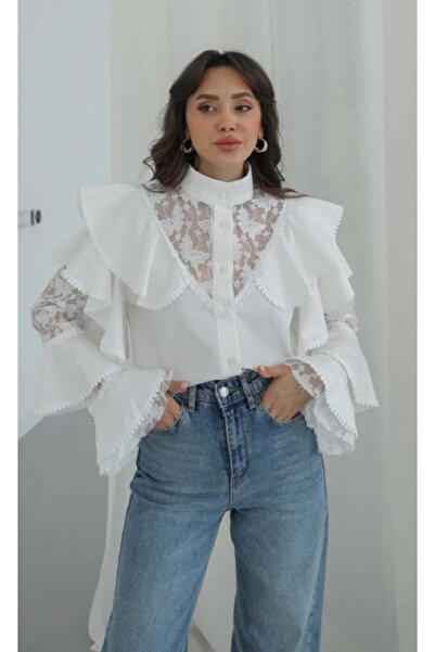 KENZA'A TRİKO Πουκάμισο με δαντέλα και λεπτομέρειες με βολάν