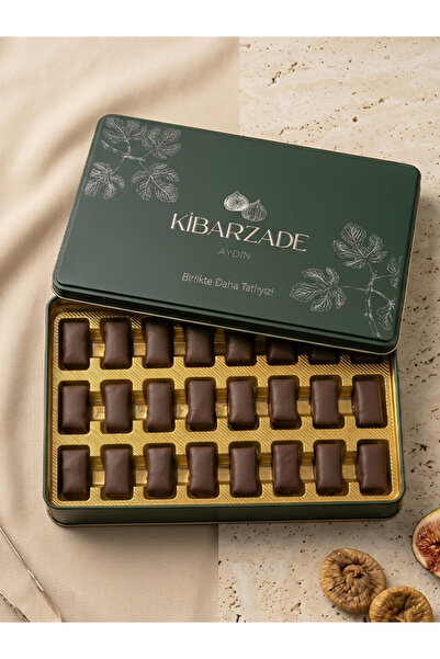 kibarzade kestane şekeri Çikolata Kaplamalı İncir Metal Kutu - 480 gr