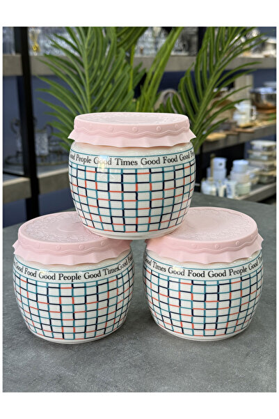 Doğudeko Luxury Porcelain Enjoy Large Size 750 ml 3-Piece Jar Set