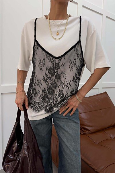 mylove Lace Detail Modal Tshirt White