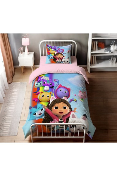 hediyechy Δώρο Σετ Παπλωματοθήκης με 3D Εκτύπωση Gabby's Dollhouse για Μονό Π...