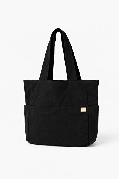 RONASBAG Black Large Volume Multi-Pocket Tote Bag