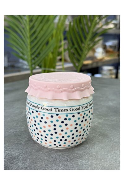 Doğudeko Porcelain Enjoy 300 ml Breakfast & Storage Jar with Silicone Lid