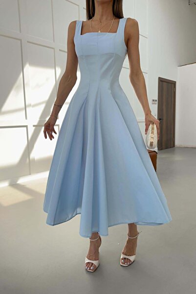 mylove Square Neck Sleeveless Dress Blue