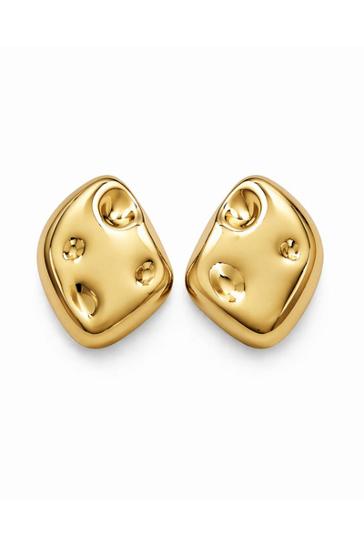 Vi store Çelik Gold Eğimli Plaka Küpe