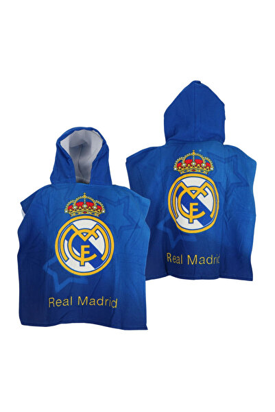 Real Madrid Prosop poncho din microfibră, 55x110 cm, Albastru