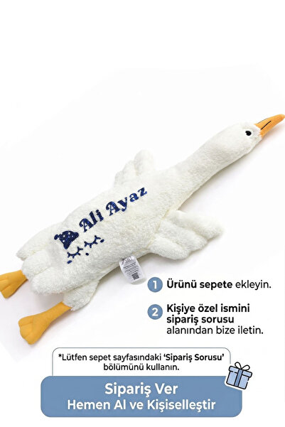 Solemia Kişiye Özel İsimli Peluş Oyuncak Kaz – Uyku Arkadaşı Kız Erkek Çocuğa Hediye Doğum Günü Hediyesi