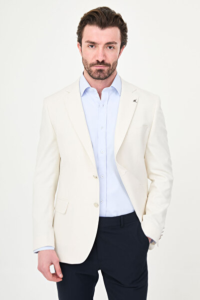 Mcr Ανδρικό μπουφάν με μονό γιακά, ίσια εφαρμογή, εκρού - 41495.26Y