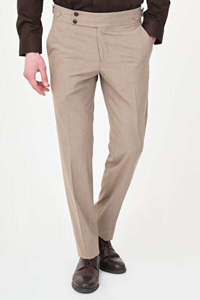 Mcr Straight Slim Fit Men's Trousers with Buckle Waist - Mink - 38319.25Y