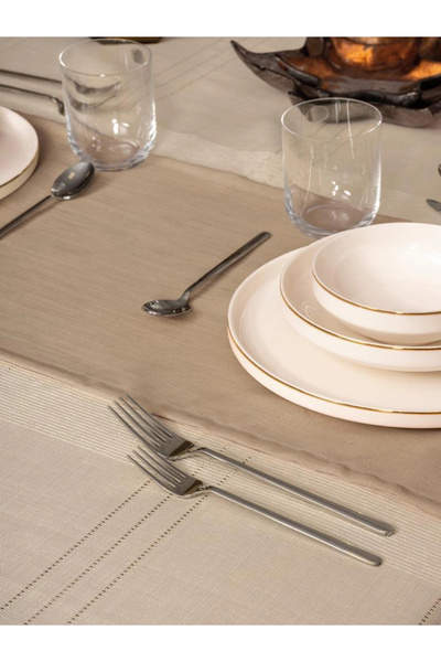 colezium Antique Jasmine Beige Linen Tablecloth