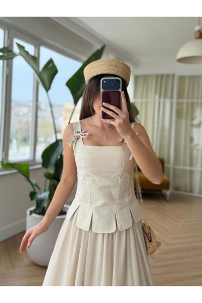 My Blog Φυσική Λινή Μπλούζα σε Κομμάτια - MN8456