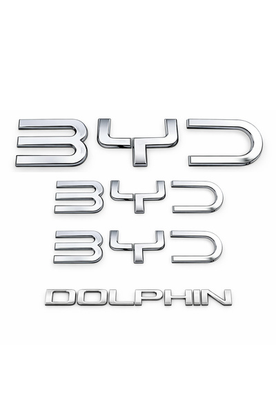 EDEXPORT مجموعة شعارات BYD DOLPHIN مكونة من 4 قطع، حروف كبيرة وصغيرة للسيارة،...