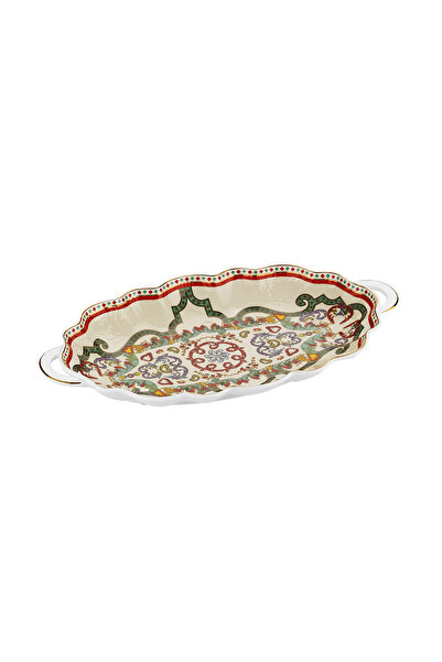 Lucky Art Velora Bone 27 cm Oval Serving Plate with Handle