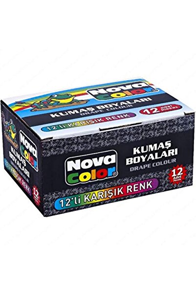Nova Color 12 RENK KUMAŞ BOYASI FIRÇA VE 100 ML BOYA SABİTLEME HEDİYELİ