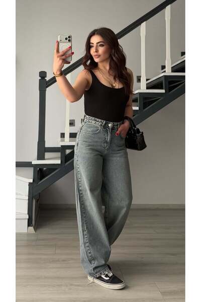 Oslove Dark Blue Washed Baggy Jeans