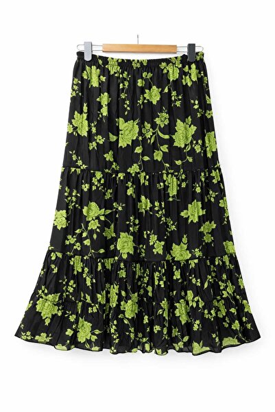 Nihomall20 Γυναικεία μακριά φούστα από σιφόν ''JULİDE'' με 3 στρώσεις, ελαστι...