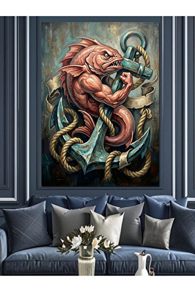 Artmeg Pânză decorativă cu ilustrație Capa și Monstrul Mării - Tablou din lem...