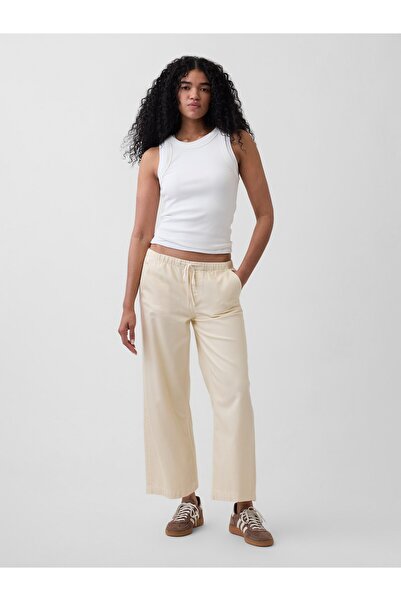 GAP Kadın Krem Low Rise UltraSoft '90s Loose Easy Crop Jean Pantolon