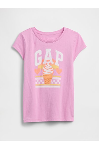 GAP Kız Çocuk Pembe Grafik Baskılı T-Shirt