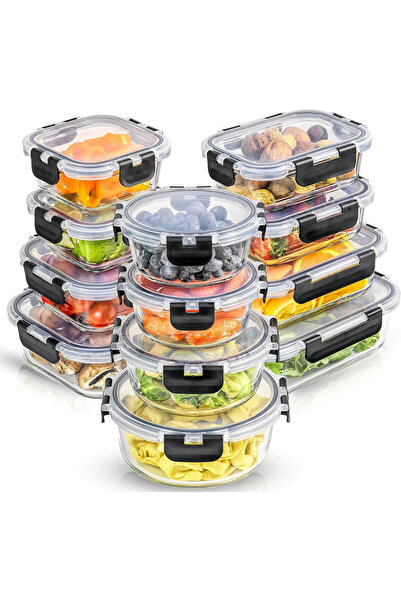 NEXTWAVE Σετ 12 τεμαχίων NextWave ®️   γυάλινες κατσαρόλες, στεγανά καπάκια μ...