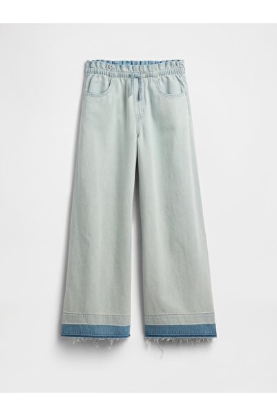 GAP Kız Çocuk Açık Mavi Mid Rise SuperLight Pull-On Baggy Jean Pantolon