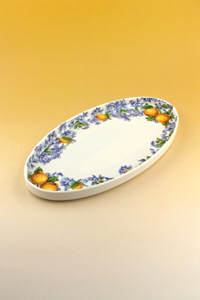 Bursa Porselen Dekor Lemon & Blue Blanc Porcelain Kayak Plate