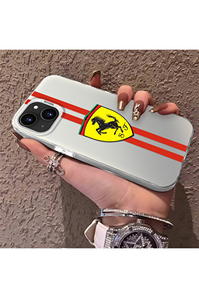 CHICASELUX iPhone 13 ile Uyumlu Silikon Kenar Sert Arka Telefon Kılıfı Ferrar...