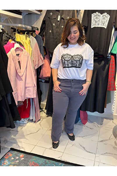 Store Büyük Beden Gri Kot Pantolon