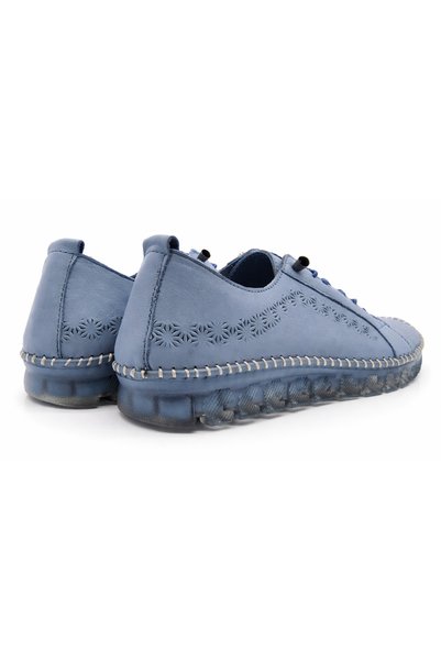 Deoder Women's Blue 100% Leather Casual Shoes with Smart Laces |   Extra Comfort Sole Comfortable Stylish Sneaker