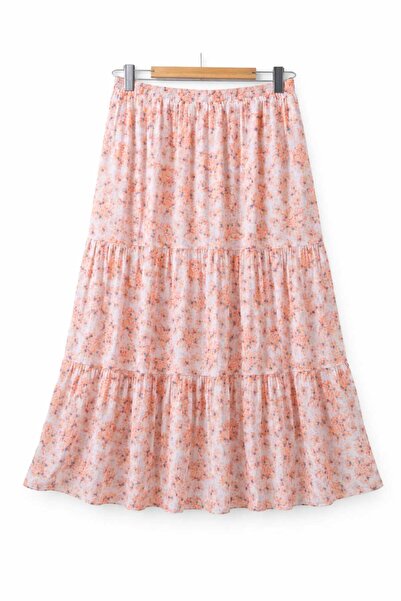 Nihomall20 Γυναικεία μακριά φούστα από σιφόν ''JULİDE'' με 3 στρώσεις, ελαστι...