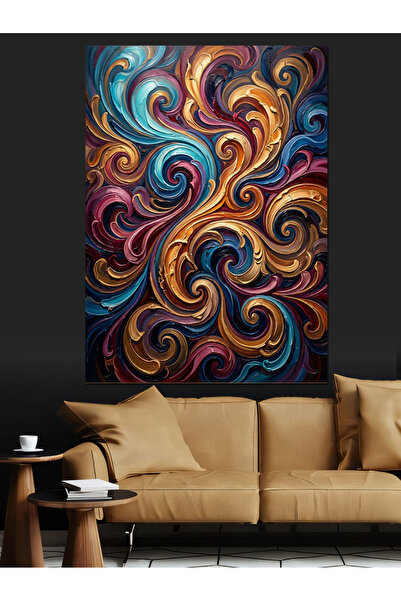 Artmeg Pânză decorativă cu model fractal spiralat colorat - Tablou din lemn MDF
