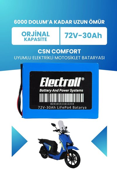ELECTROLL CSN Comfort Batarya (Standart Kapasite) LiFePO4 72V 30Ah Elektrikli Motosiklet Bataryası