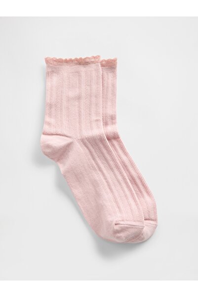GAP Kadın Pembe Pointelle Half Crew Çorap