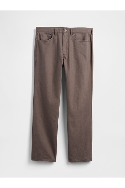 GAP Erkek Kahverengi Keten Karışımı Relaxed Straight Pantolon