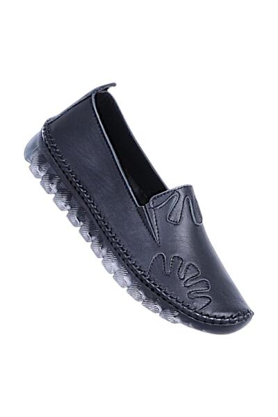 Ayakcenter Γυναικεία παπούτσια μπαλαρίνας Nehir 980 Μαύρα από γνήσιο δέρμα