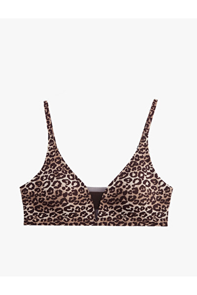 Koton Σουτιέν με σχέδιο λεοπάρ χωρίς μπανέλες και χωρίς ενίσχυση