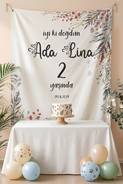 Homamia Kişiye Özel Doğum Günü Happy Birthday Duvar Örtüsü Duvar Halısı Birin...