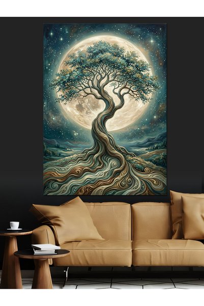 Artmeg Διακοσμητικός καμβάς Mystic Night and Tree of Life - Ξύλινος πίνακας α...