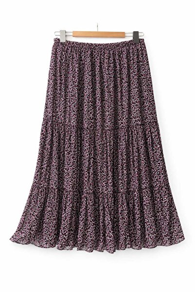 Nihomall20 Γυναικεία μακριά φούστα από σιφόν ''JULİDE'' με 3 στρώσεις, ελαστι...