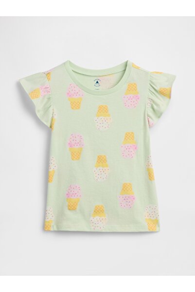 GAP Kız Bebek Açık Yeşil BabyGap Uçuşan Kol T-Shirt