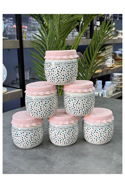 Doğudeko Porcelain 6-Piece Breakfast Bowl & Jar with Silicone Lid