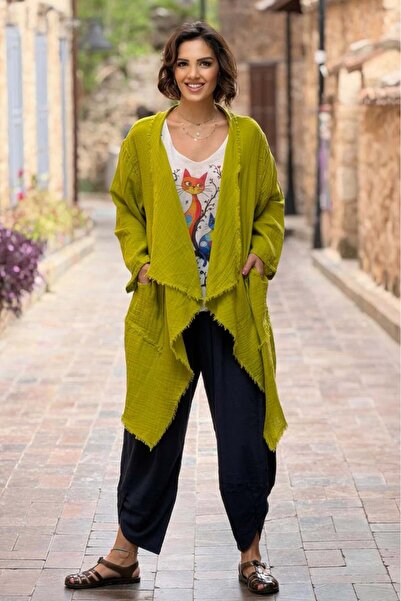 Nevin Kaya Moda Πράσινο μπουφάν μουσελίνας