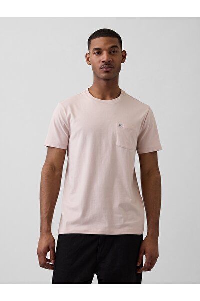 GAP Erkek Açık Pembe Organik Pamuk Cepli T-Shirt