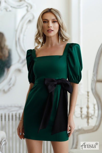 Artista Κομψό μίνι φόρεμα με φιόγκο σε αντίθεση