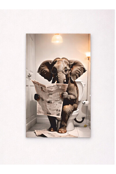 Hayat Poster WC μπάνιο τουαλέτα νιπτήρας κλαζόττε ελέφαντας που διαβάζει εφημ...
