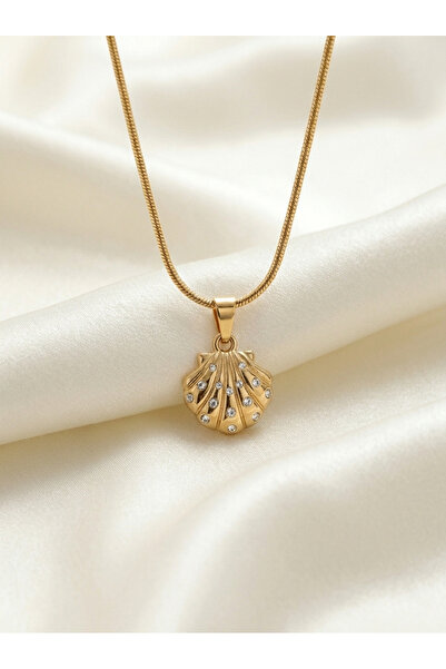 Evorya Women's Stainless Steel Gold Oyster Model Necklace