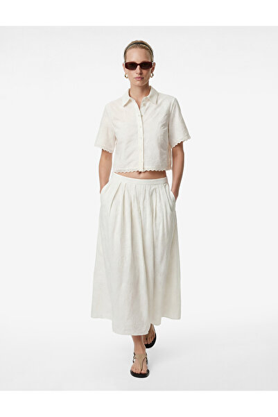 Koton Cotton Short Sleeve Lace Detailed Embroidered Floral Shirt