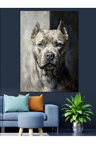 Artmeg Pânză decorativă cu câine Pitbull în poziție corectă - Masă din lemn MDF