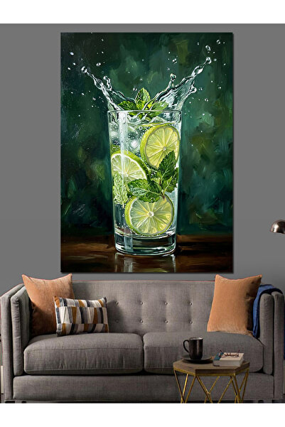 Artmeg Pahar de cocktail proaspăt cu mentă înghețată, pânză decorativă - Masă...